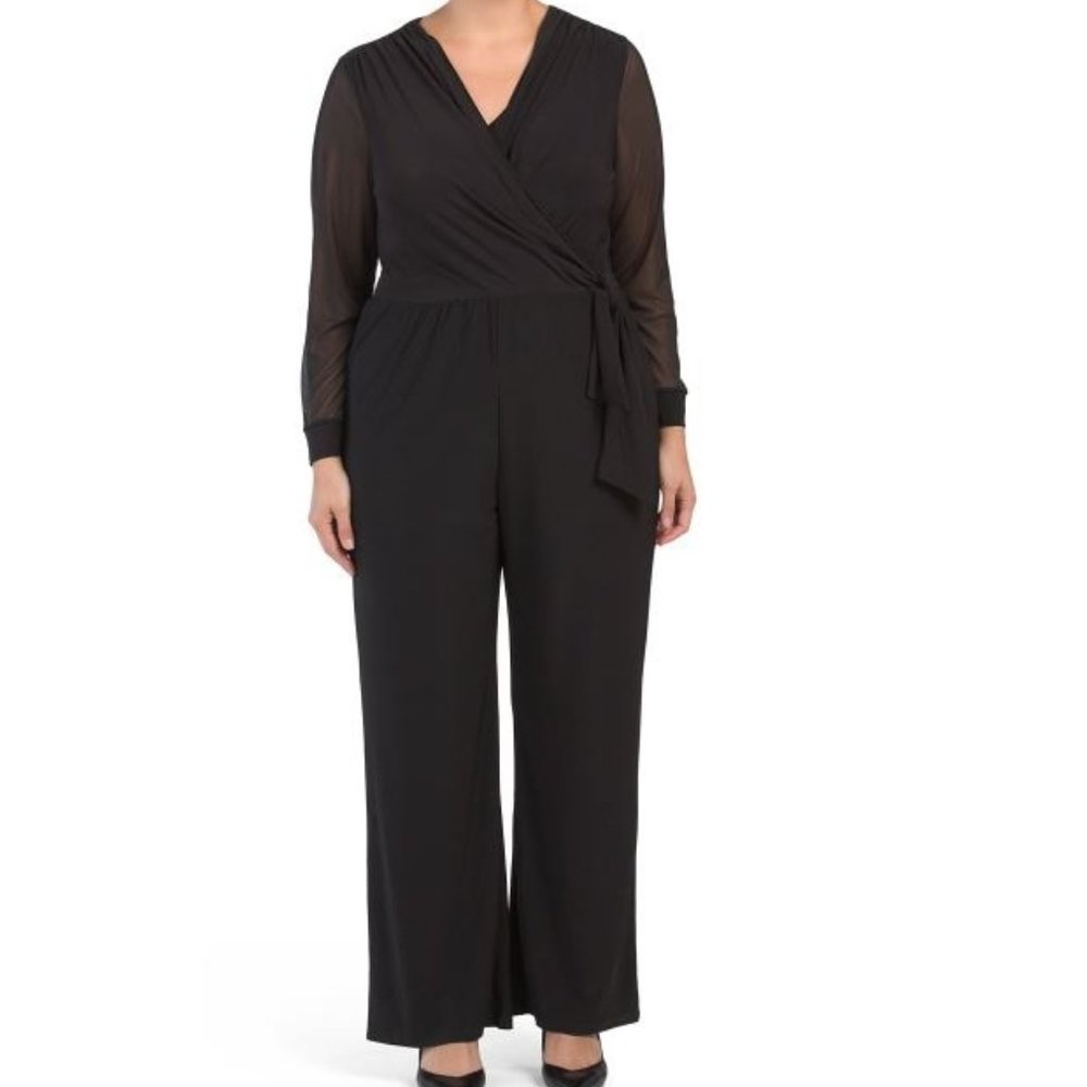 Tiana B.  Sheer Sleeve Jumpsuit.  Size 1X  . Final sale